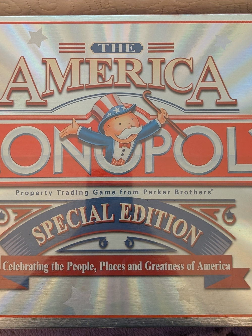 The America Monopoly Special Edition Board Game by Parker Brothers - Red & Blue